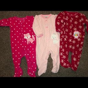 3/6 month girls fleece sleepers